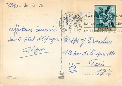 Toledo — Porta Słońca — F.I.T.E.R. - DR. MORALES, n° 9.492 — Rewers