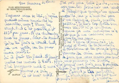 Interno del bar La Cigogne — Club Méditerranée, Monetier-les-Bains — Edizioni La Cigogne — Verso