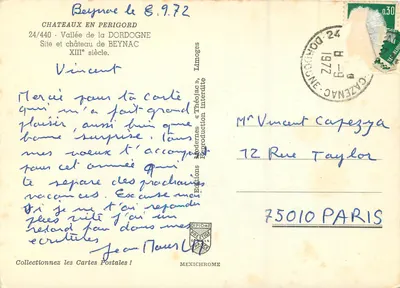 Castelos no Périgord — Vale da Dordogne — Local e castelo de Beynac XIIIe siècle — Éditions Modernes « Théoljac » — Verso