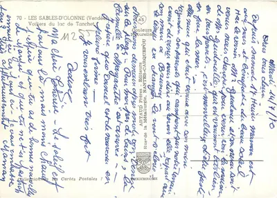 Les Sables-d'Olonne — Vista de barcos no lago de Tanchet — Artaud Frères, Nantes — Verso