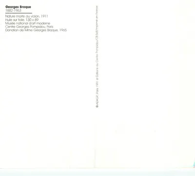 Natureza morta com violino — 1911 — Éditions ADAAGP, Paris 1991 — Verso