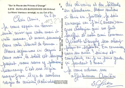 Widok zasnieżonego Mont Ventoux — Buis-les-Baronnies (26) — Wydawnictwo 'SE' — Rewers