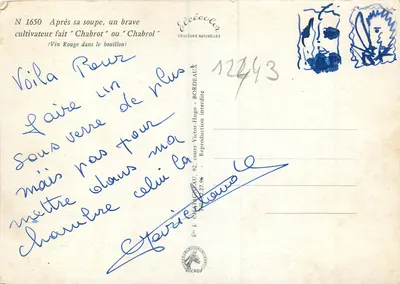Homem comendo sopa — editor Élécicoles, n° 1650 — Verso