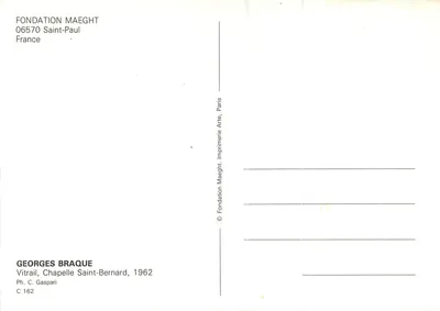 Vidro — Georges Braque — Fundação Maeght, Saint-Paul, 1962 — Verso