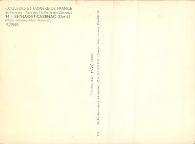 Beynac-et-Cazenac — Zamek na skałach i wieś przy Dordodze — Éditions d'art Arcueil — Rewers
