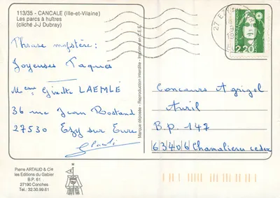 Cancale (Ille-et-Vilaine) — Ustrzyki ostrych — Wydawnictwo Gabier nr 113/35 — Rewers