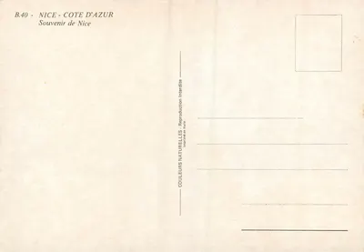 Nice - Costa do Azul — Lembrança de Nice — editor COULEURS NATURELLES, n° B.40 — Verso