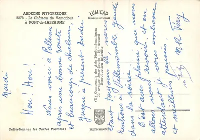 O Castelo de Ventadour — Pont-de-Labeaume — editor LUMICAP — Verso