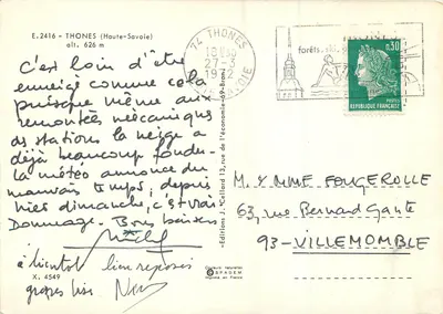 Thones pod śniegiem — Wydawnictwo SPADÈM, nr X.4549 — Rewers