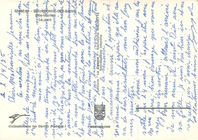 Bourbonne-les-Bains — O parque — Edições Hachette — Verso