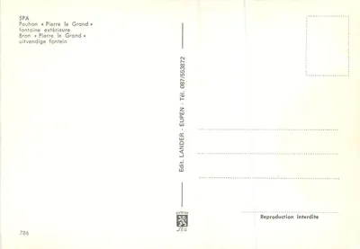 Spa - Fonte « Pierre le Grand » — editor Lander, n° 786 — Verso