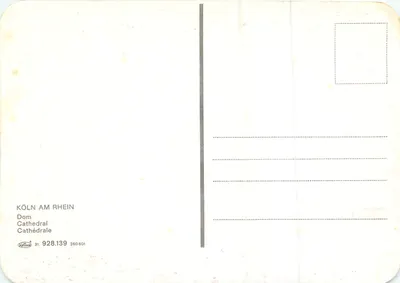 Catedral de Colônia — KÖLN AM RHEIN — editor Kaffee 31, n° 928.139 — Verso