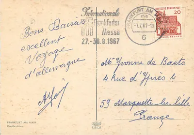 Casa de Goethe — Frankfurt am Main — Krüger 925/125 — Verso