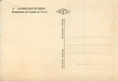 Basiliek van Lisieux — Perspectief van de ingang van het Parvis — Uitgave BSL — Achterkant