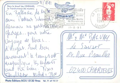 Transhumacja owiec — Massif des Cévennes — Wydanie luksusowe, Station Verte des Sètes — Rewers
