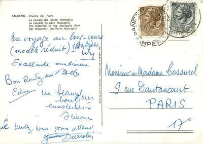 Sanremo - Riviera dei Fiori — Kaskada w parku Marsaglia — wydawca ROTOCCALCO FUNERO, nr 248 — Rewers