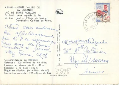 Lago de Serre Ponçon — vista panorâmica — Edições J. Cellard — Verso