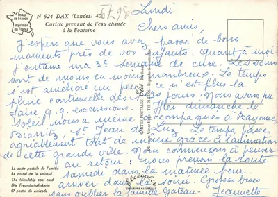 Curista tomando água quente na Fonte — Elcée, N° 924 — Verso