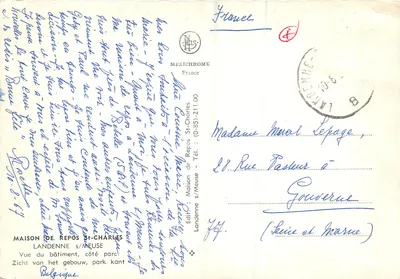 Casa de Repouso St-Charles — Landedenne s/Meuse — Editor IRIS — Verso