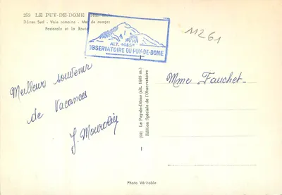 Puy-de-Dôme — Panoramablick — Sonderausgabe des Observatoriums des Puy-de-Dôme — Rückseite