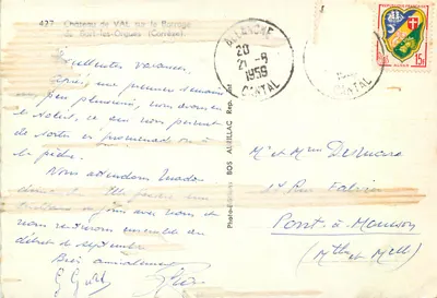 Zamek Val na elewacji jeziora Bort-les-Orgues — Corrèze — Photo-Éditions Bos Albillac — Rewers