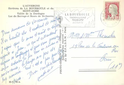 Auvergne — Okolice La Bourboule i Mont-Dore — Jezioro z Barażem i Droga do St-Sauves — Édition S.P.A.D.E.M. - Paryż — Rewers