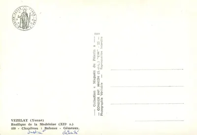 Basílica de La Madeleine — Capitel da Balança — Vézelay (Yonne) — Verso