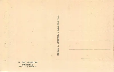 O Gouffre em Saint-Céré (Lot) — Editor J. Vertuuel, n° 292 — Verso