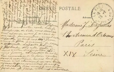 Les Arêtes de la Meije (3 987 m.) — Vue prise du sommet du Pic Gaspard (3 880 m.) — C. Artige fils, éditeur, Auberge (Arvilliers) — n° 107 — Verso