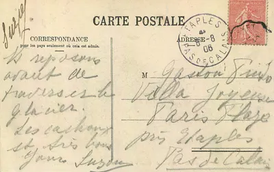 Glacier des Bossons i Aiguille du Midi — Chamonix — Jullien frères, Fot. Wyd., Genewa, n° J.J. 8127 — Rewers