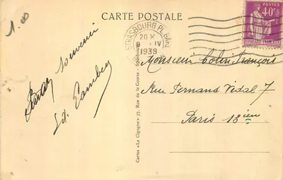 Strasburg — Katedra — Karty « La Course » n°59 — Rewers