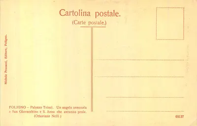 Foligno – Palazzo Trinci. Um anjo anuncia a São Giovacchino e Santa Ana que terão um filho — Michele Procacci, Foligno, n° 65137 — Verso