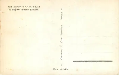 Hendaye-Plage (B.Pyr.) — Widok plaży i dwóch bliźniaków — Wydawca Elce — Rewers