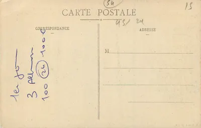 Gerbéviller - A Praça do Castelo após o bombardeio — A Guerra na Lorena em 1914 — E. Bastien, 11b-édit — Verso