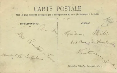 Chantilly — Widok z Vineuil — Timinski, 104, Rue Lafayette, Paris — Rewers