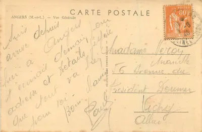 Angers — Vista Geral — Héliogravure Cim — Verso