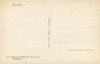 Casa dos Ménétriers — Ribeauvillé — Editor Felix LUIB, Strasbourg — Verso