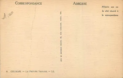 Colmar — A Pequena Veneza — Imp. Letellier, Paris — Verso