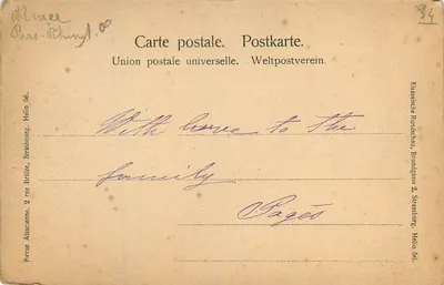 Strasburg — Katedra — widok z uliczki — wydawca MUMSTER — Rewers