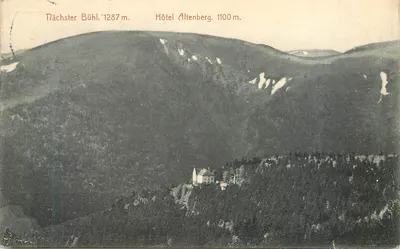 Vista das montanhas — Hotel Altenberg e Nächster Bühel — editor I. Freudenreich, Altenberg