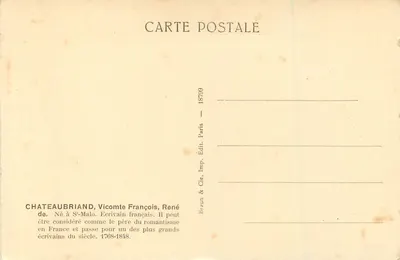 Chateaubriand — retrato — Braun & Cie, Paris, 18799 — Verso