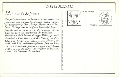 A Vendedora de Brinquedos — Os pequenos ofícios parisienses — Édito-Service S.A. Genebra — Verso