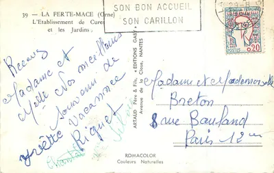La Ferté-Macé (Orne) — O Estabelecimento de Cura e os Jardins — Edições Gaby, Nantes — Verso