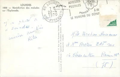 Lourdes — Benedyktura chorych na Esplanadzie — Wydawnictwo CAP — Rewers