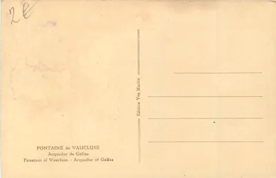 Fontaine de Vaucluse — Acqueduc de Gallas — Wydawnictwo Vve Martin — Rewers