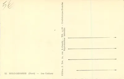 Malo-les-Bains (Nord) — De Cabines — Uitgave J. Ton — Achterkant