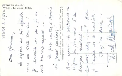 Tours (Loire-et-Cher) — O grande Cedro — Combier Imp. Macon — Verso