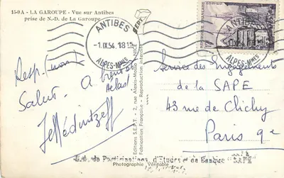 Widok na Antibes - widok z kaplicy N.-D. de La Garoupe — Wydawnictwo S.E.P.T. - 15-9A — Rewers