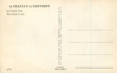 Castelo de Cheverny — Fachada Sul — Éditions de Luxe 'Estel' n°2482 — Verso