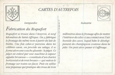 Roquefort (Aveyron) — fábrica — Soc. anon. das Caves e das Prod. regniadas Piqueuses e Brosseses — Verso